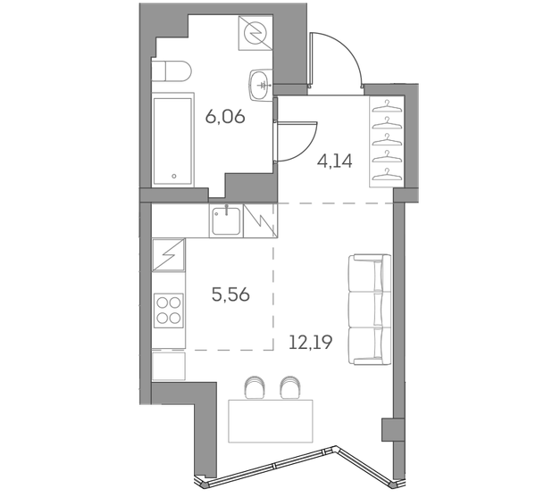 1-комн 27,9 м²