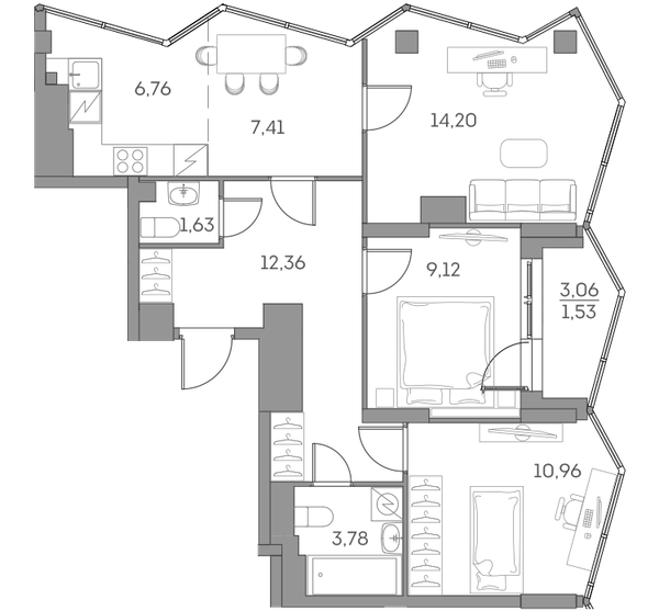 4-комн 67,8 м²