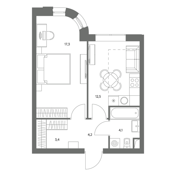 2-комн 41,5 м²