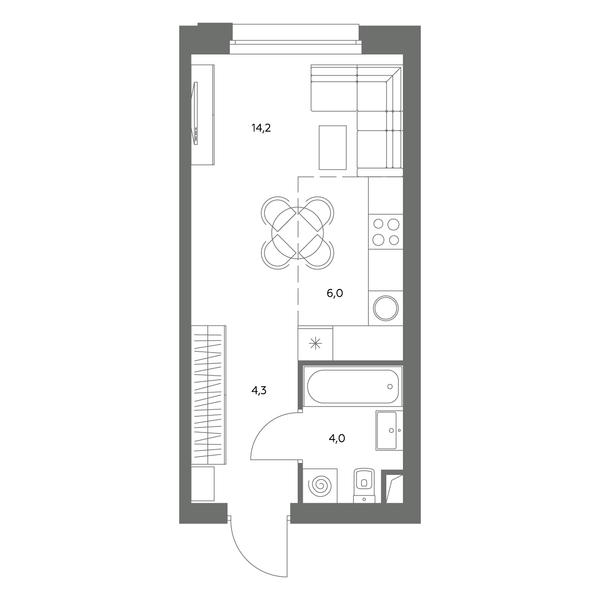 студия 28,5 м²