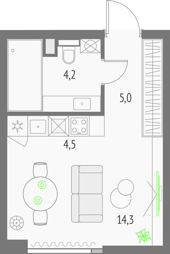 студия 27 м²